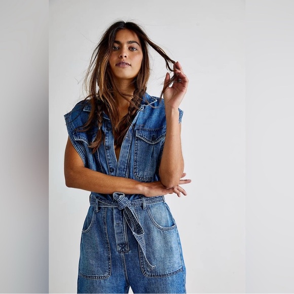 We The Free x Free People Sydney Coverall in Breezy Blue - Picture 4 of 9